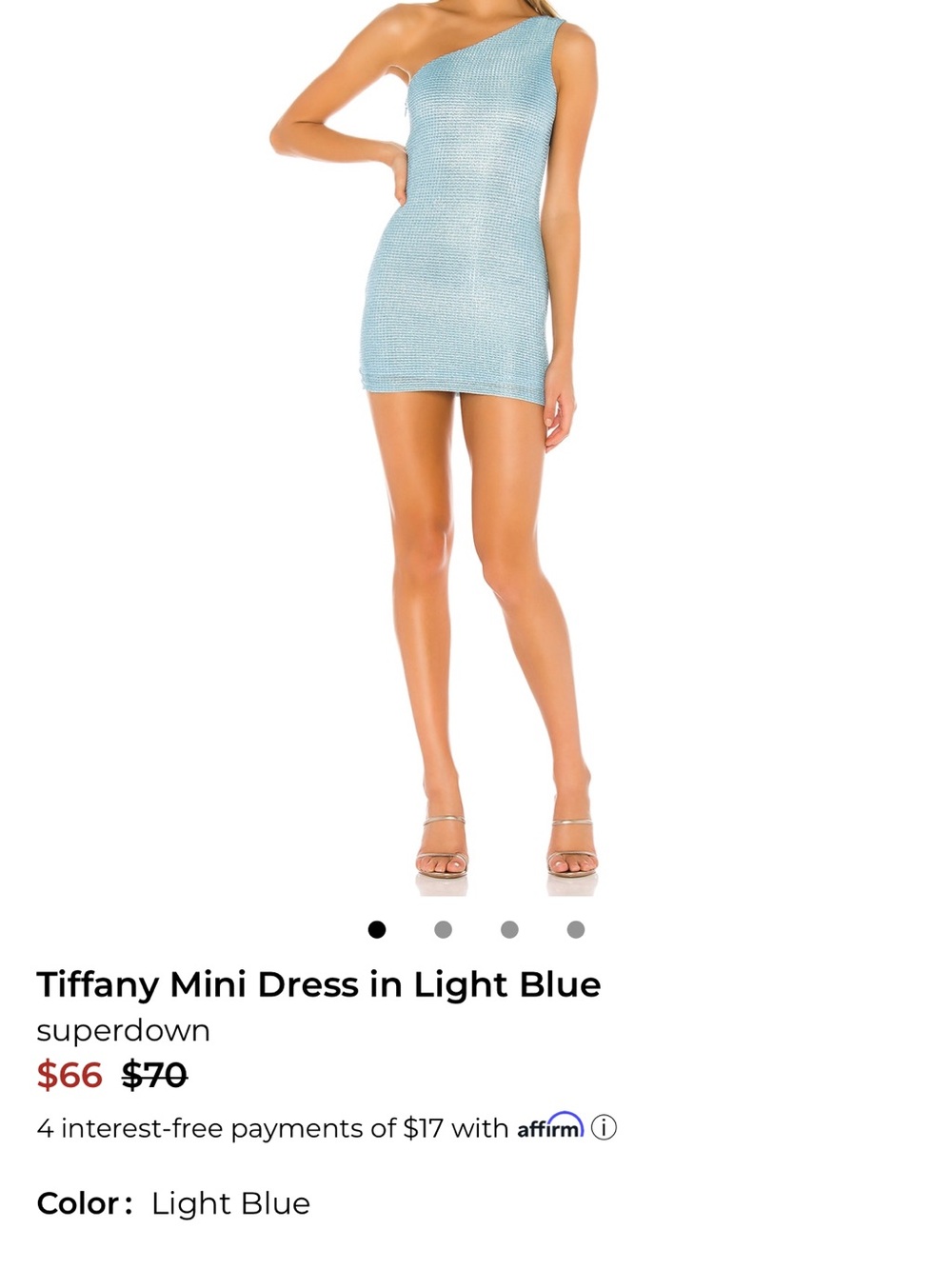 superdown One-Shoulder Mini Dress in Light Blue